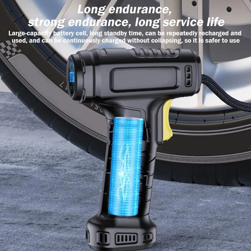 Compressor de ar portátil portátil, sem fio ou com fio, bomba inflável, insuflador de pneus, digital, apto para carro, bicicleta, bolas, 120W