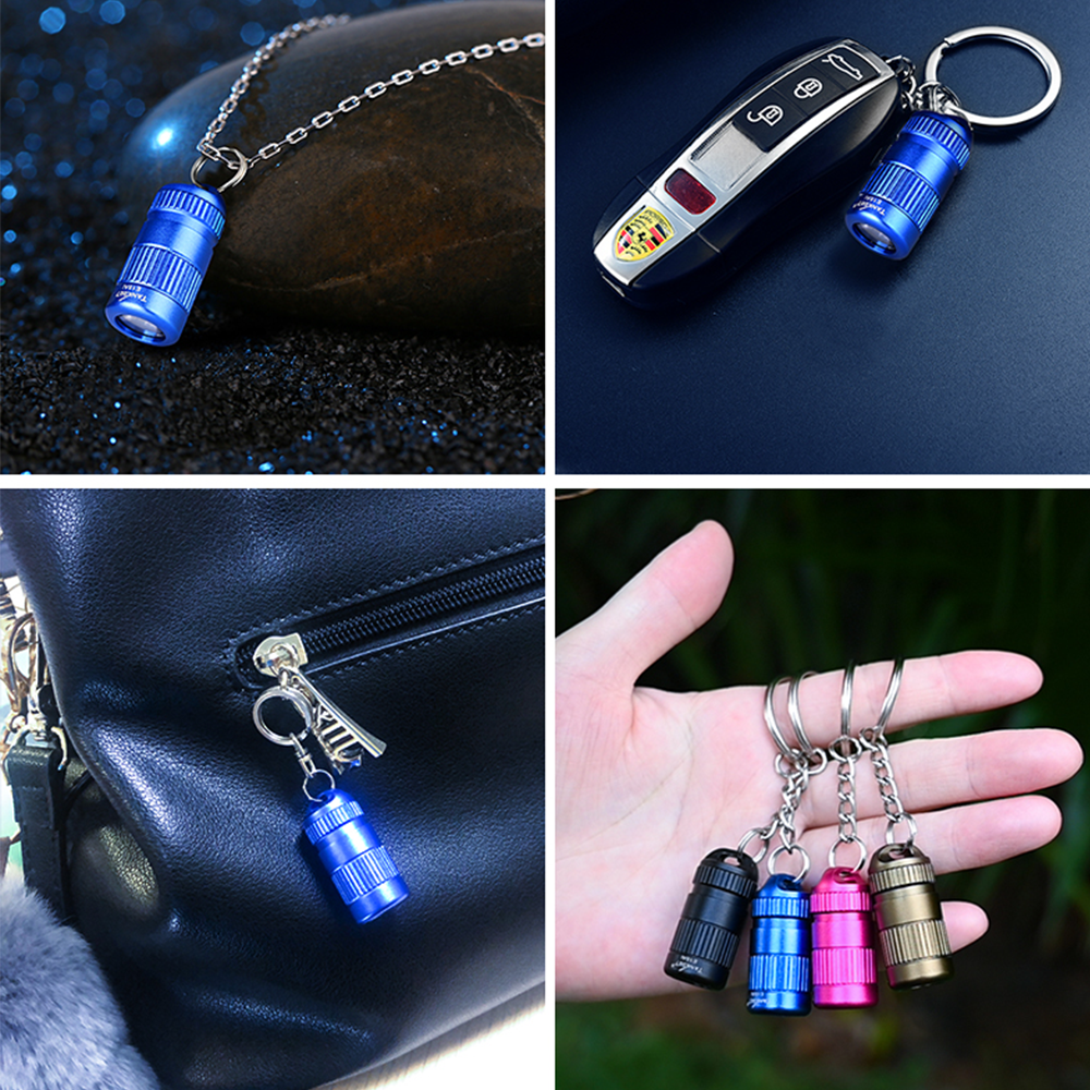 TANK007 E15กลางแจ้ง EDC มินิ3W LED 100ลูเมนไฟฉายพวงกุญแจกันน้ำแบตเตอรี่ปุ่มน้ำหนักเบาและพกพาได้