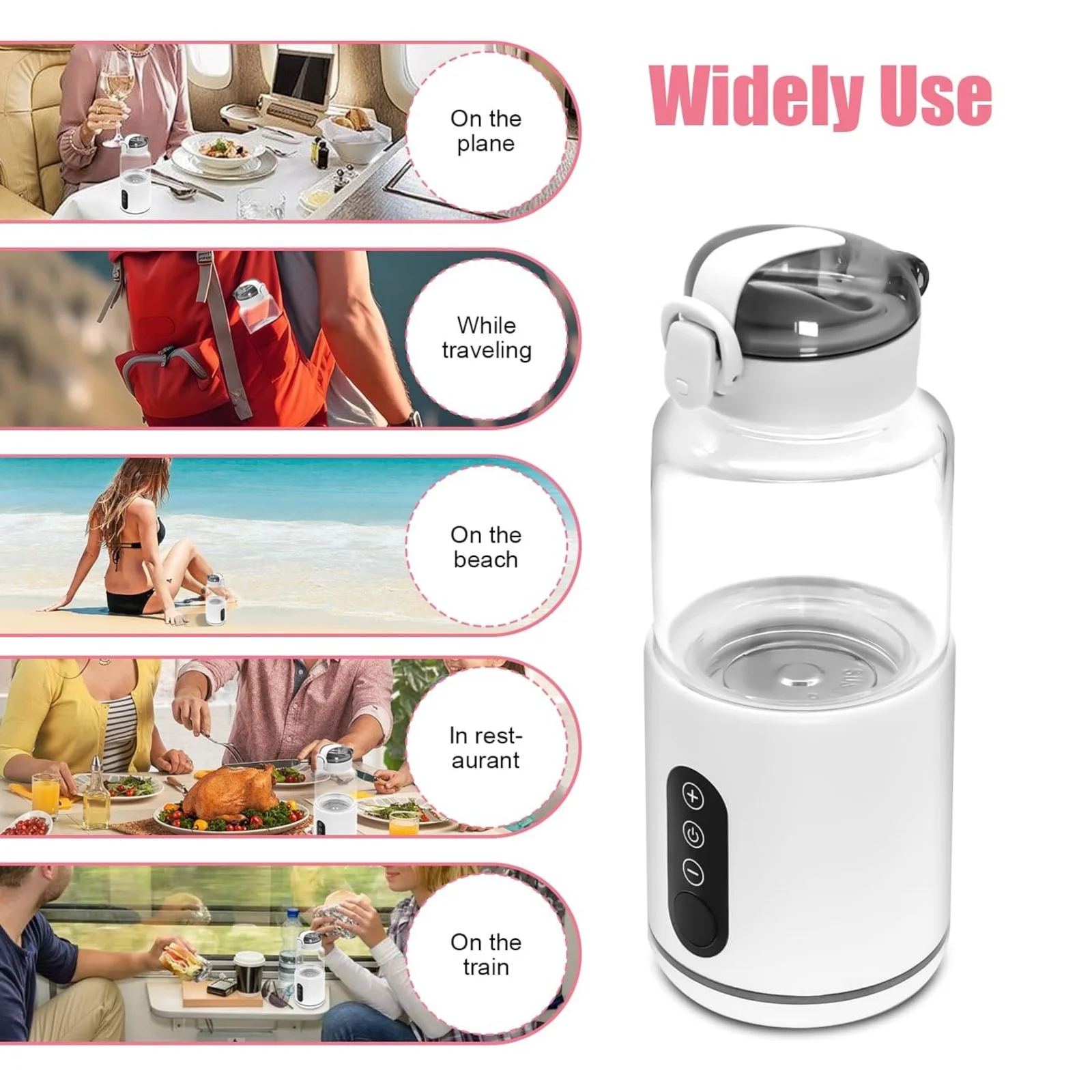 Inteligentna przenośna butelka do podgrzewania dla niemowląt z wyświetlaczem temperatury, szklana, siedząca, 450 ml, ładowanie USB