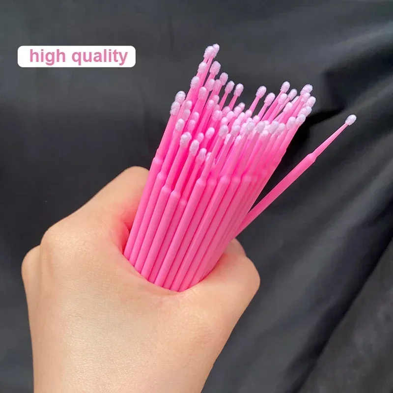 Cepillo para extensión de pestañas, 100 Uds., Micro hisopo de algodón para limpieza de pestañas, microcepillo Individual para pestañas, herramientas de eliminación de maquillaje de belleza