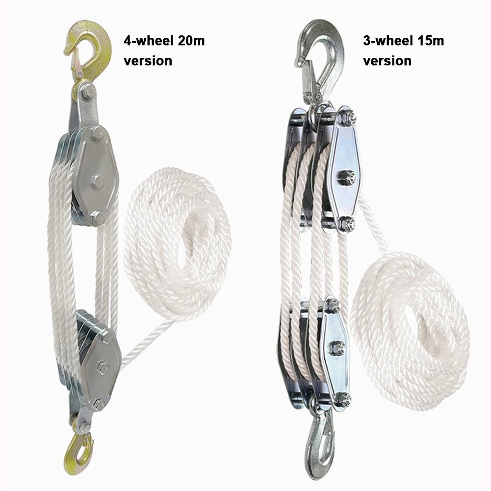270° Rotatable Rope Pulley Block Zinc Alloy Hook Manual Crane Heavy Duty Rope Pulley Hoist Multi-functional Lifting Device