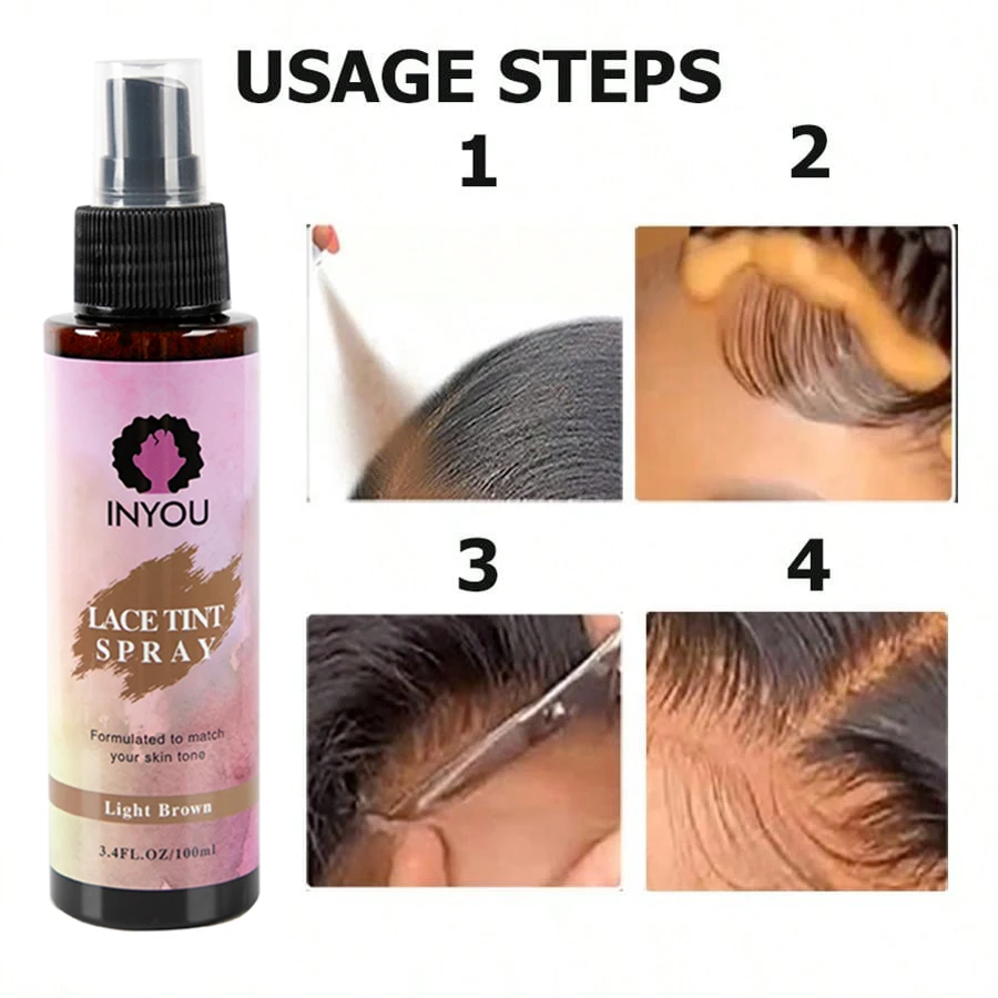 Kit de pegamento para peluca de encaje, 6 uds., con tinte de encaje en aerosol, conjunto de herramientas de instalación para peluca, incluye barra de cera para el cabello, adhesivo para encaje y removedor de pegamento
