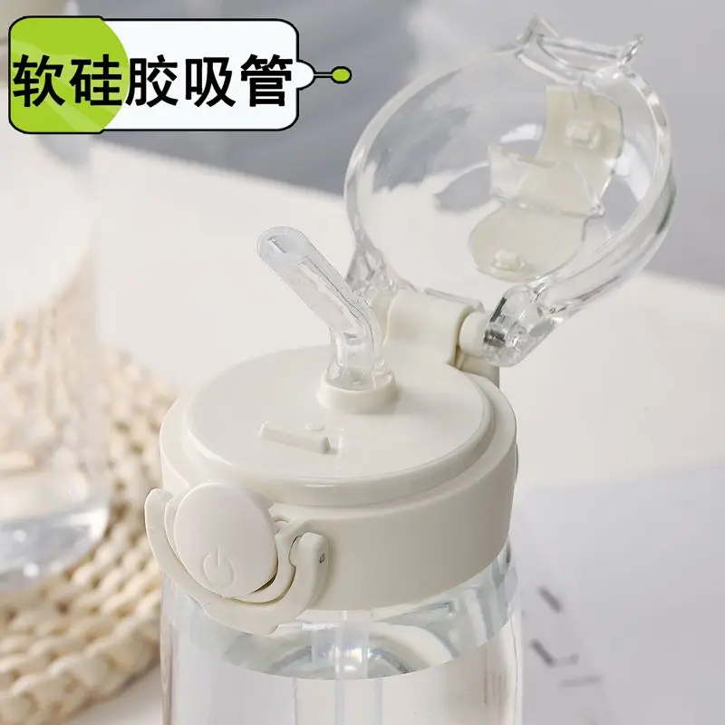 Sanrio-taza de plástico con pajita portátil, taza de agua Kuromi de dibujos animados, portátil, resistente a caídas, resistente a altas temperaturas
