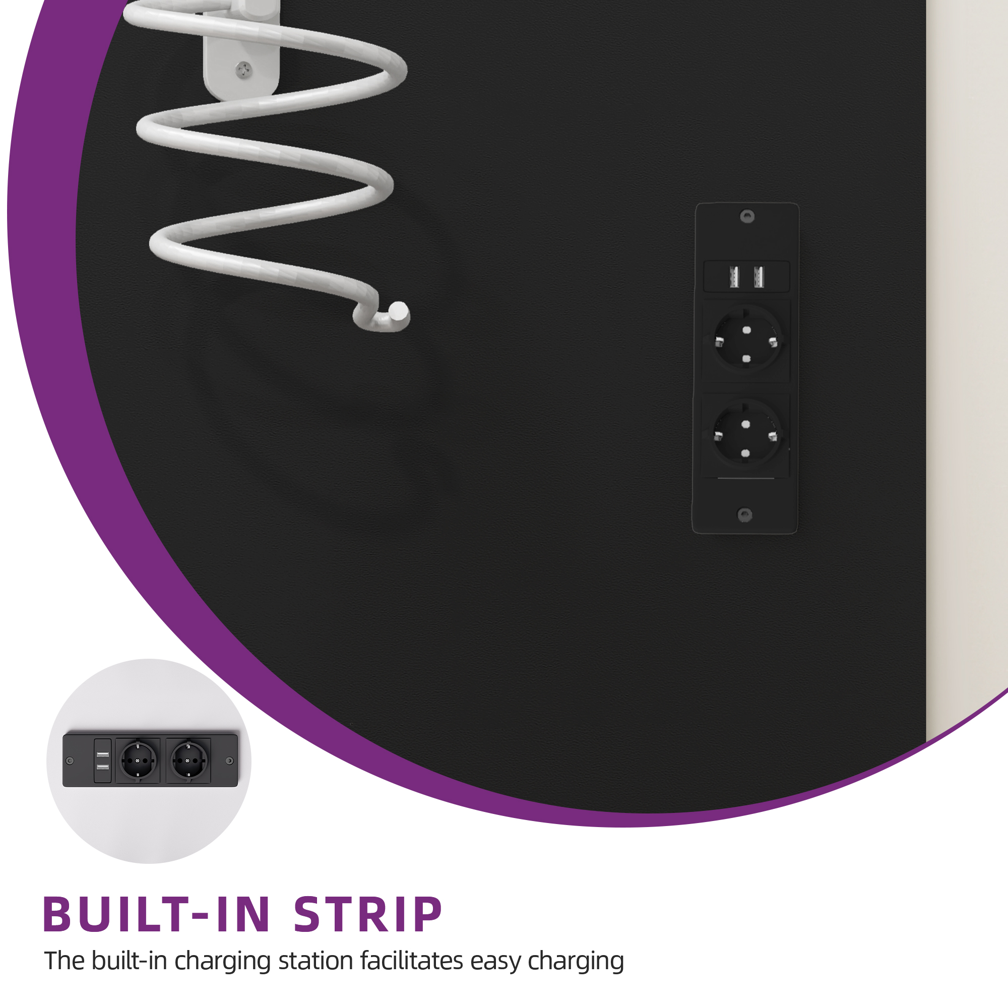 YITAHOME White LED Vanity Table Glass Top Makeup Desk with Large Mirror 11 Storage Drawers and Stool