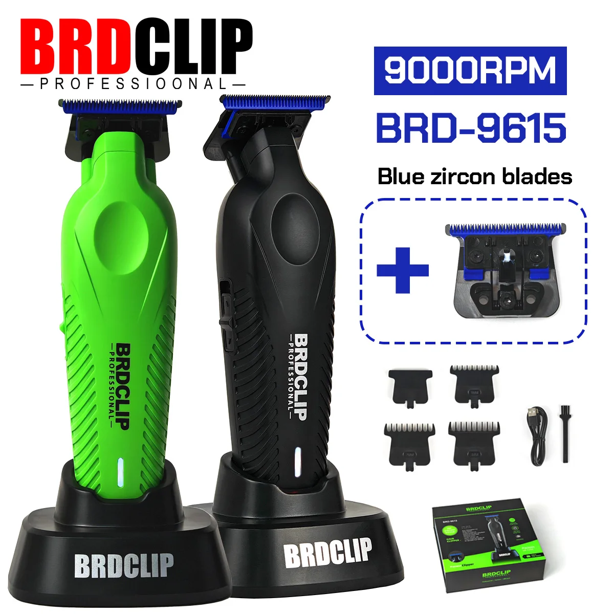 BRDCLIP BRD9615 9000PRM Профессиональный мужской триммер для волос Парикмахерская электрическая машинка для стрижки волос DLC с синим лезвием для стрижки волос