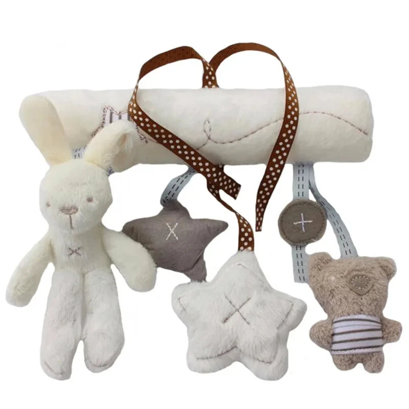 Baby Rattles Plush Toys Soft Rabbit Rattles Stroller Crib Hanging Toy Newborn Pendant Bell Appease Doll Accessories