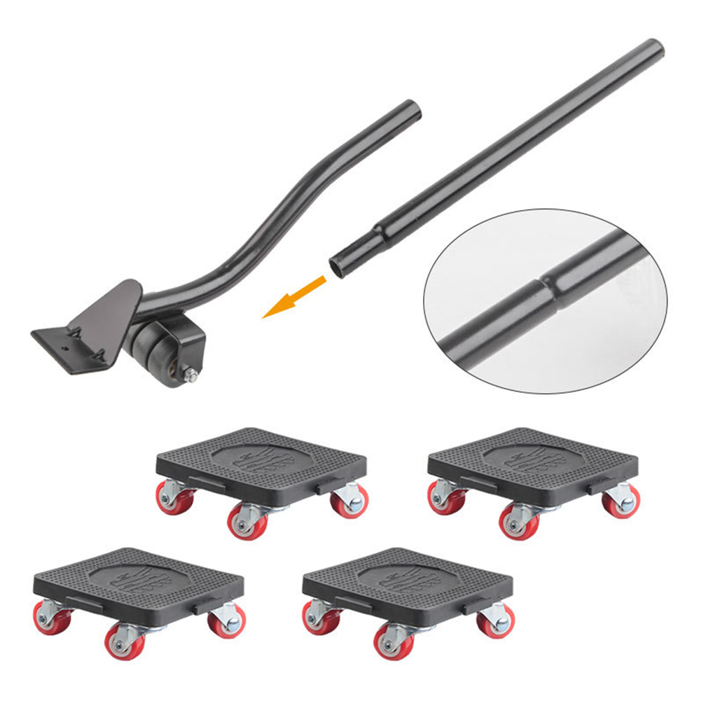 5/6Pcs Professional Furniture Mover Tool Set Heavy Stuffs Transport Lifter Wheeled Mover Roller with Wheel Bar Moving 4 Sliders