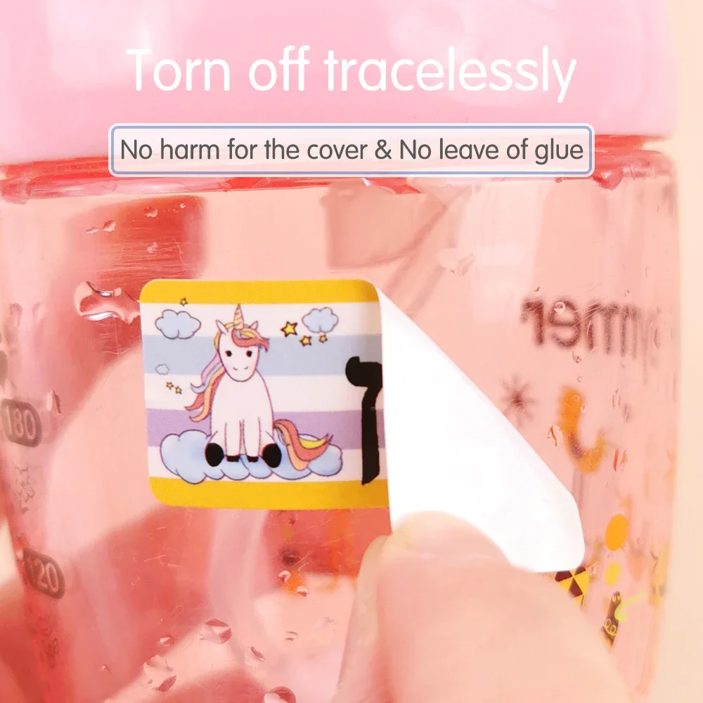 ユニコーン名ステッカーカスタムパーソナライズタグ 3 サイズ漫画防水デカールラベル子供のための学校オフィス文具ステッカー