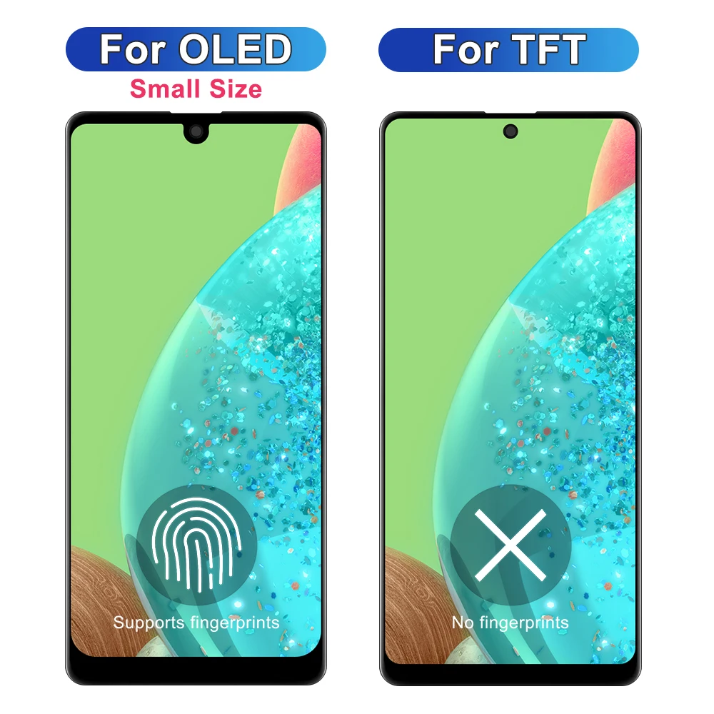 AMOLED For Samsung A71 Display Replacement with Frame, For Samsung A715 A715F A715FD LCD Display Touch Screen Digitizer Assembly