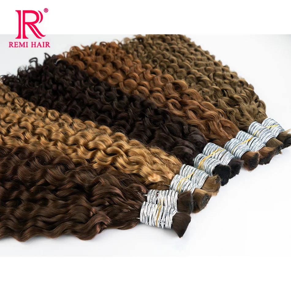 100% ต่อผมมนุษย์สําหรับ Braiding ธรรมชาติทอผ้าหลวมลึกสวยที่ยังไม่ได้ Curly ไม่มี Weft เวียดนามผมจํานวนมาก