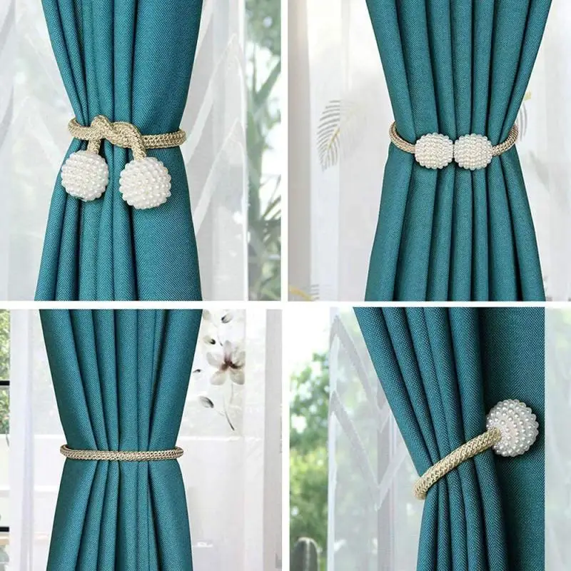 Clip magnético de perlas para cortina, soportes de cortina, Clips de hebilla para amarre en la espalda, hebilla de bola colgante, accesorios de decoración de cortina, 2/4 Uds.