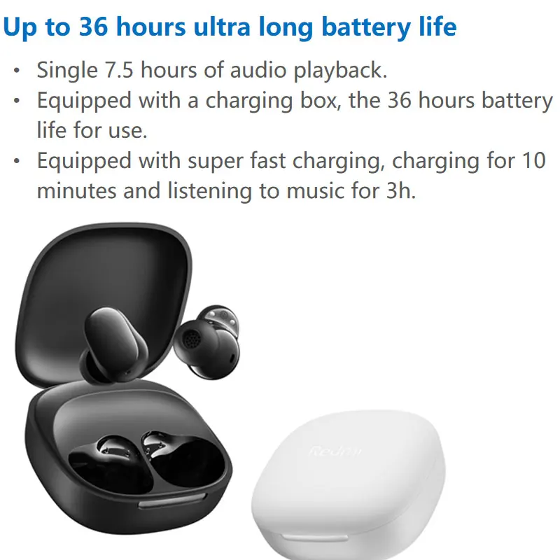 Global Version Redmi Buds 6 Play Up to 36 Hours With Charging Case 10mm Dynamic Al Noise Reduction For Clear Calls Bluetooth 5.4