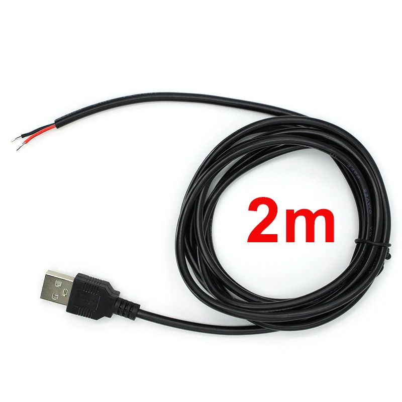 5 В USB 2,0 2-контактный 2-проводной разъем «сделай сам», USB-разъем, удлинительный кабель для зарядки, адаптер разъема 0,3 м/1 м/2 м