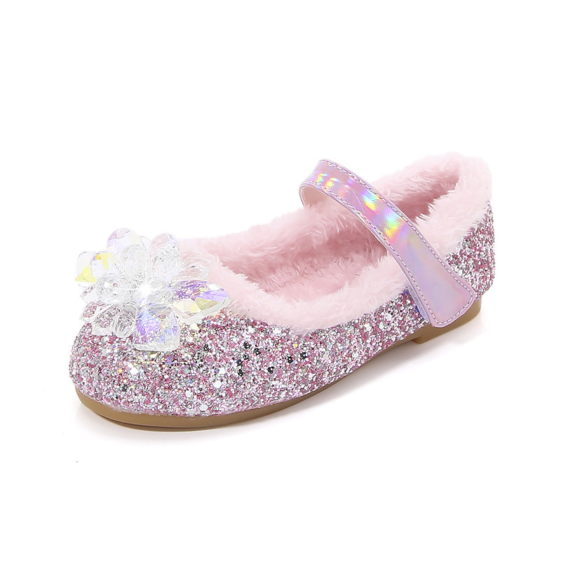 Disney princesse chaussures en cristal filles chaussures simples congelées Elsa Sophia strass chaussures Performance fête rose chaussures taille 22-36