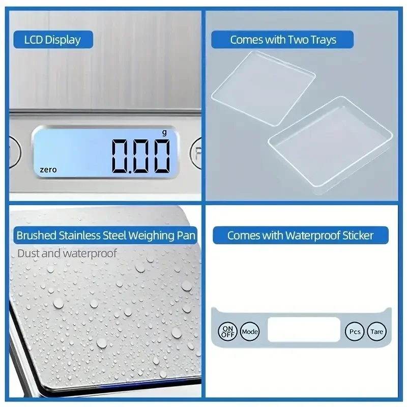 Báscula de joyería de alta precisión de 3kg-0,1g, Mini báscula electrónica de bolsillo, báscula de cocina portátil para el hogar, precisión de pesaje de alimentos