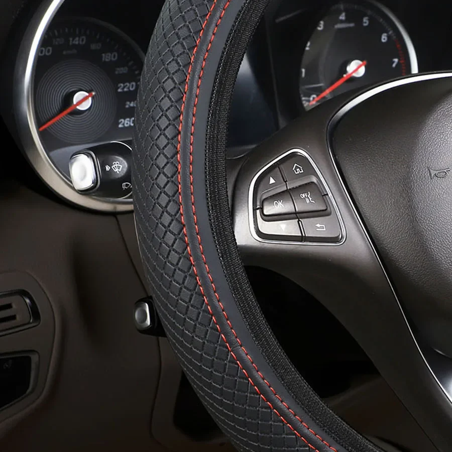 Stuurhoes Antislip Ademende stuurhoes Universele microvezel PU lederen stuurwielbeschermer Geen binnencirkel