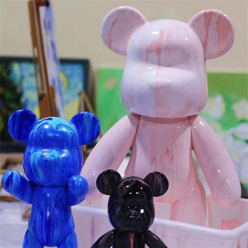 열쇠 고리 유체 곰 DIY 수제 그림 폭력적인 곰 조각 흰색 금형 인형 입상 장난감 동물 곰 홈 장식 장식품