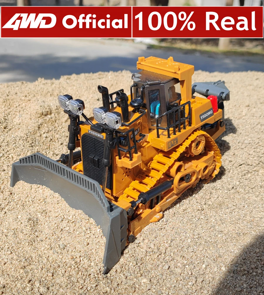 รถดัมพ์อัลลอย4x4 4WD รีโมทคอนโทรลรถปราบดินวิทยุโมเดลรถก่อสร้าง mobil RC ของเล่นของขวัญสำหรับเด็ก