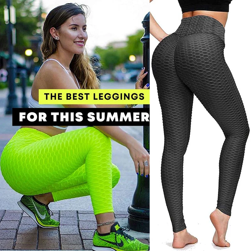 Mallas Push Up a la moda para mujer, mallas deportivas de cintura alta para Fitness, mallas sexis para levantamiento de glúteos, entrenamiento, gimnasio