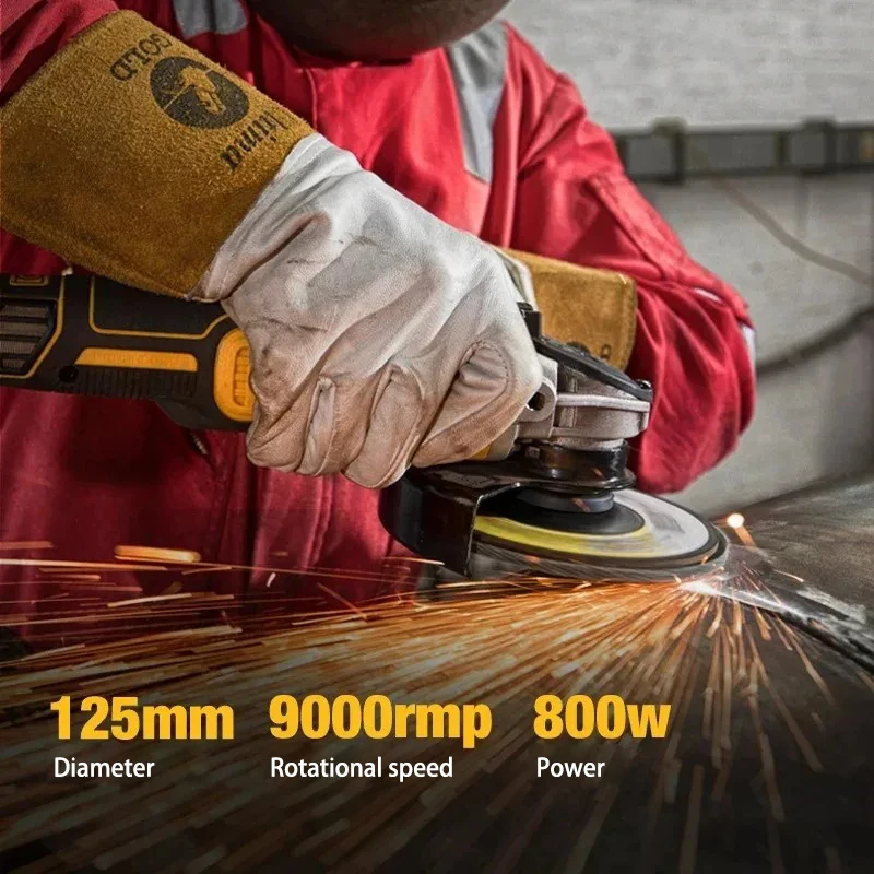 DaWei DCG405 Brushless 125mm Flat Head Angle Grinder Bare Machine Tool for DeWalt 18V Battery Pin Cutting Machine