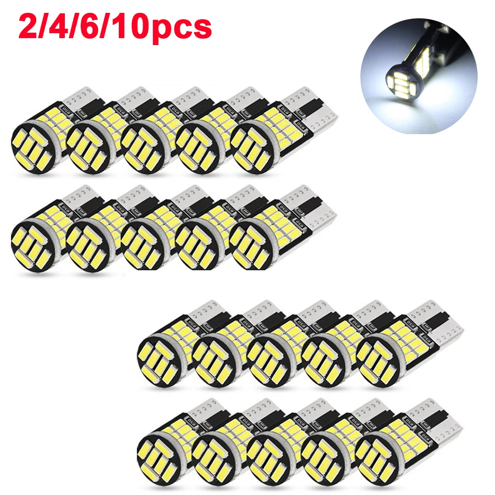2/4/6/10 pçs t10 w5w lâmpadas led 26smd 4014 chips 194 501 canbus lâmpada de sinal branco interior do carro cúpula luzes de folga de leitura 12v