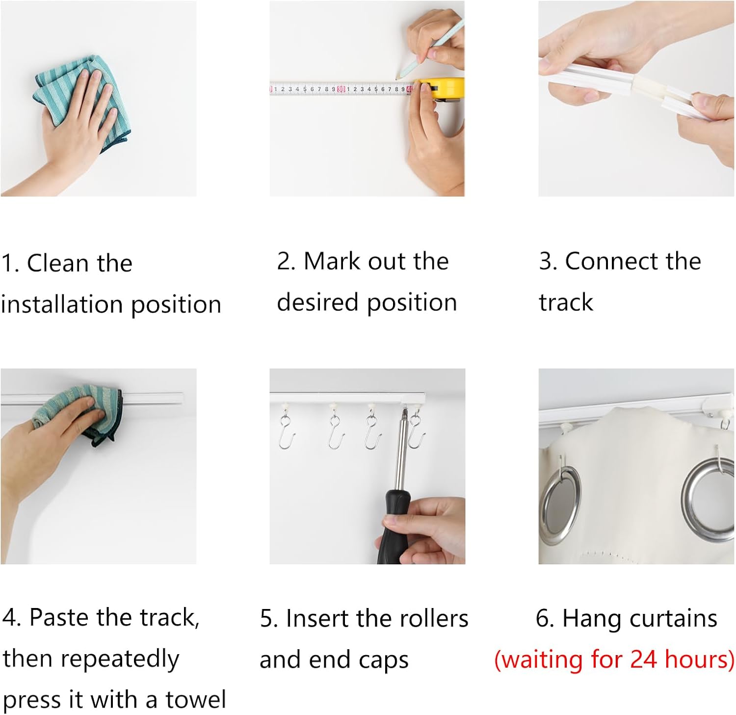 - Riel de cortina adhesivo para montaje en techo o pared, divisor de habitación, barra de cortina autoadhesiva, sin taladro, tor