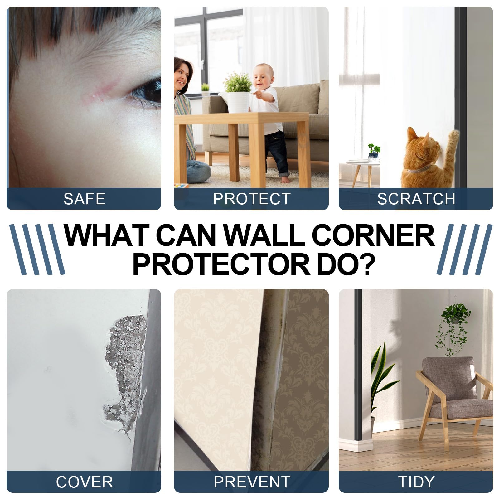 Flexible Wall Corner Protector, Self Adhesive Wall Corner Guard&Edge Protector, Thickened Corner Moulding Trim
