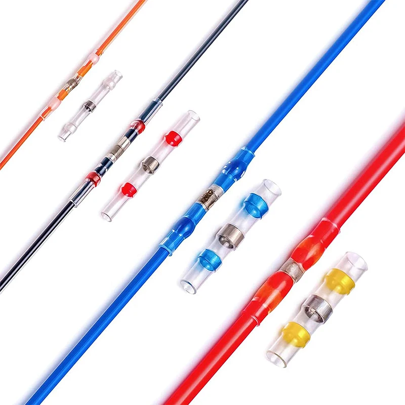 100Pcs Boxed Solder Seal Wire Connectors 3:1 Heat Shrink Insulated Electrical Wire Terminals Butt Splice Connector Waterproof
