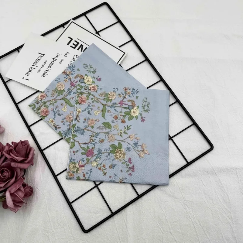 20 pièces/paquet 33cm serviettes imprimées Premium coloré Floral serviettes en papier fête d'anniversaire napperon papier papillon os Bart papier