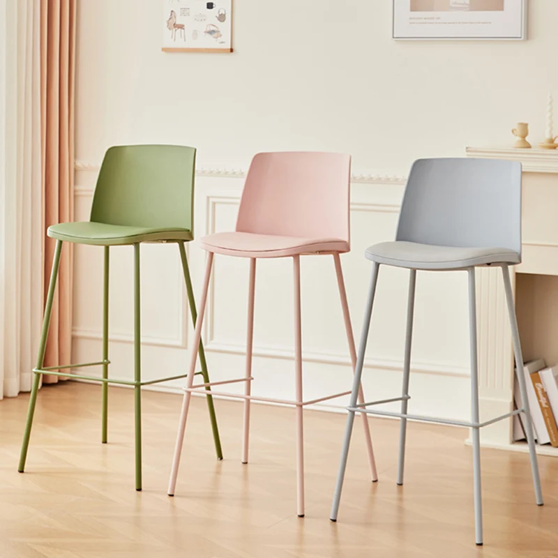Barhocker in Restauranthöhe, minimalistischer Kunststoff, langer cremefarbener Thron, Esszimmerstühle, Make-up, bequem, Bancos De Bar, trendige Möbel