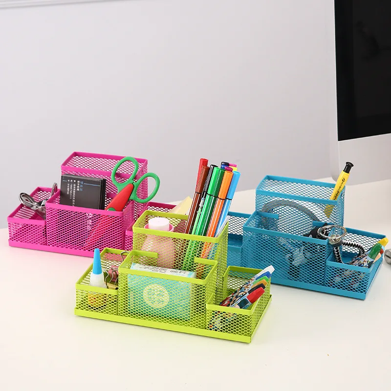 1Pc Mode Multifunktionale Büro Schreibwaren Schreibtisch Veranstalter Mesh Sammlung Stift Halter Organizer Box Büro Schule Liefert