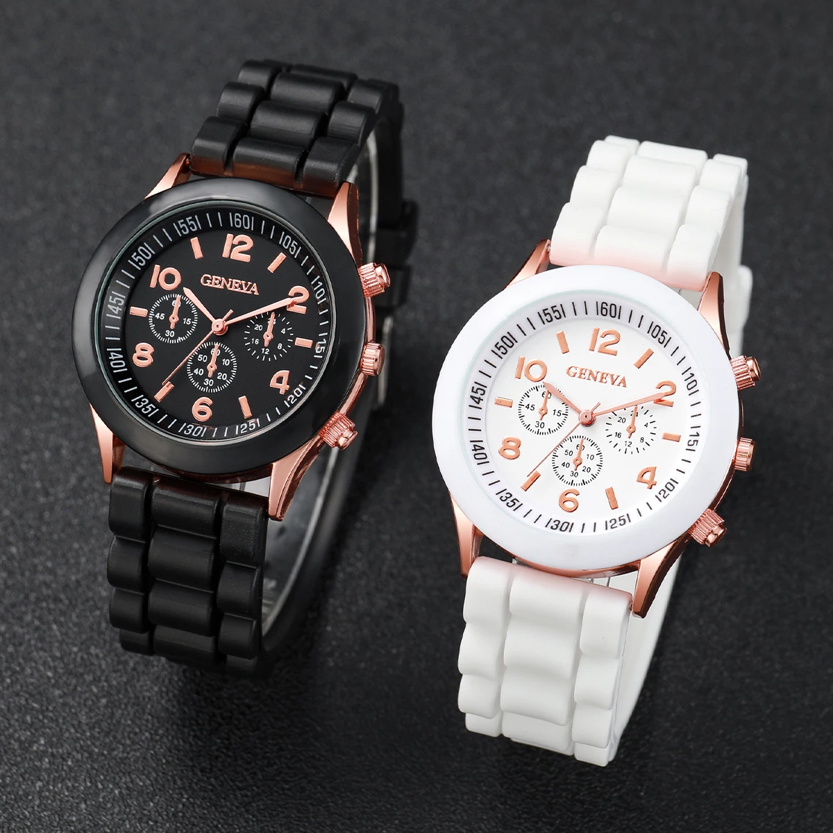 4 pçs/set Moda Casal Silicone Relógio de Quartzo com Amante Beads Pulseira