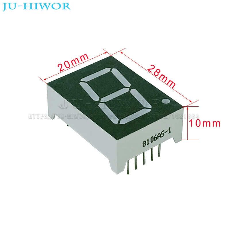 10 Stück 10 Pins 8106AS 8106BS 0,8 Zoll 1 Ziffern Bits 7 Segment Rote LED Digitalanzeige Digitron Gemeinsame Anode Kathode C-A C-C