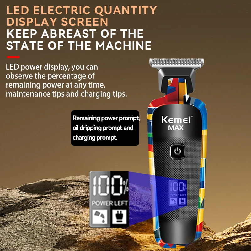 Kemei Elektrische Haarschneidemaschine Mode Graffiti USB Rasieren Elektrische Drücker LED LCD Digital Display Professionelle Barber KM-max5090