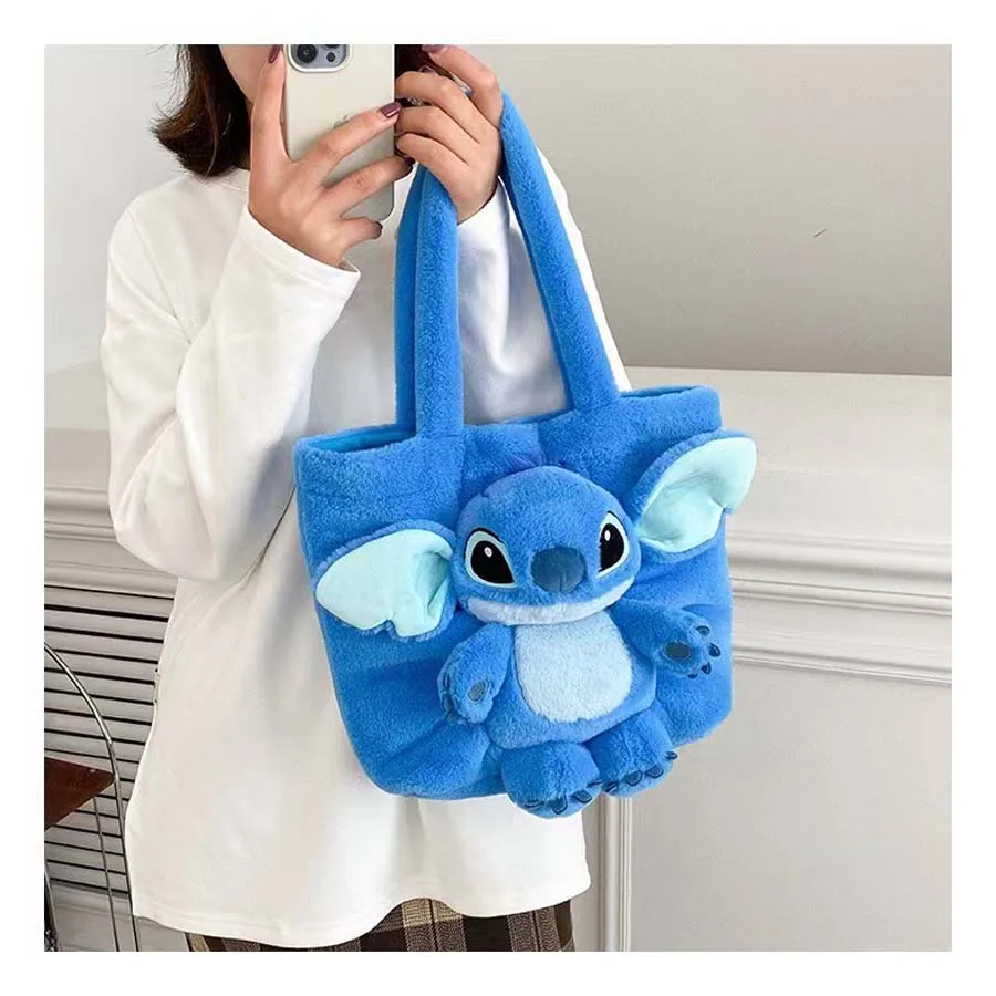 Disney 2024 novo dos desenhos animados boneca de pelúcia bolsa ombro doce e bonito ponto morango urso macio bonito meninas bolsa