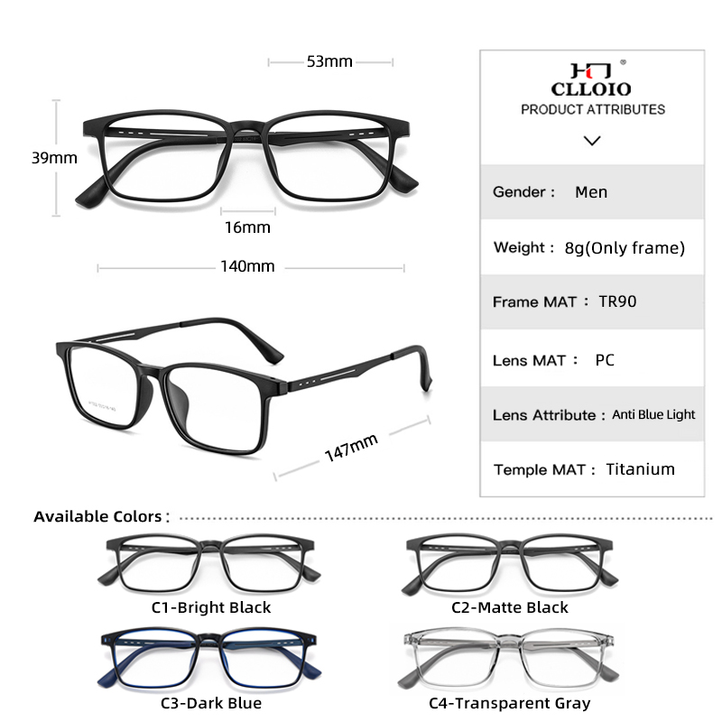 CLLOIO High Quality UltraLight Pure Titanium Anti Blue Ray Reading Glasses Myopia Hyperopia Optical Glasses Prescription Eyewear