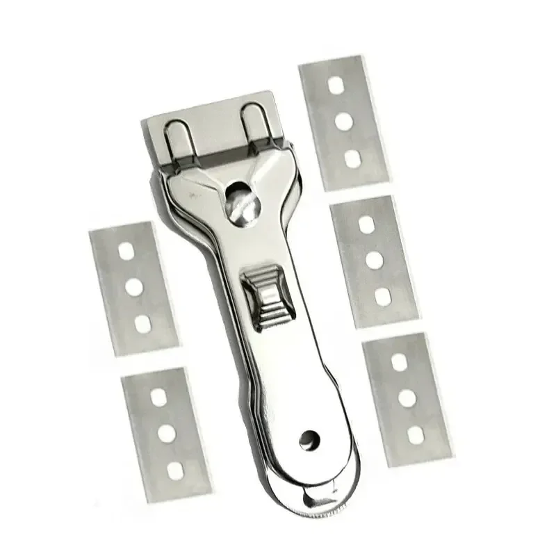 Nettoyeur de grattoir pratique et facile à utiliser, avec 5 lames de rechange, dissolvant de plaque de cuisson en céramique et verre Durable, outil de nettoyage de four et de cuisinière, 1 pièce