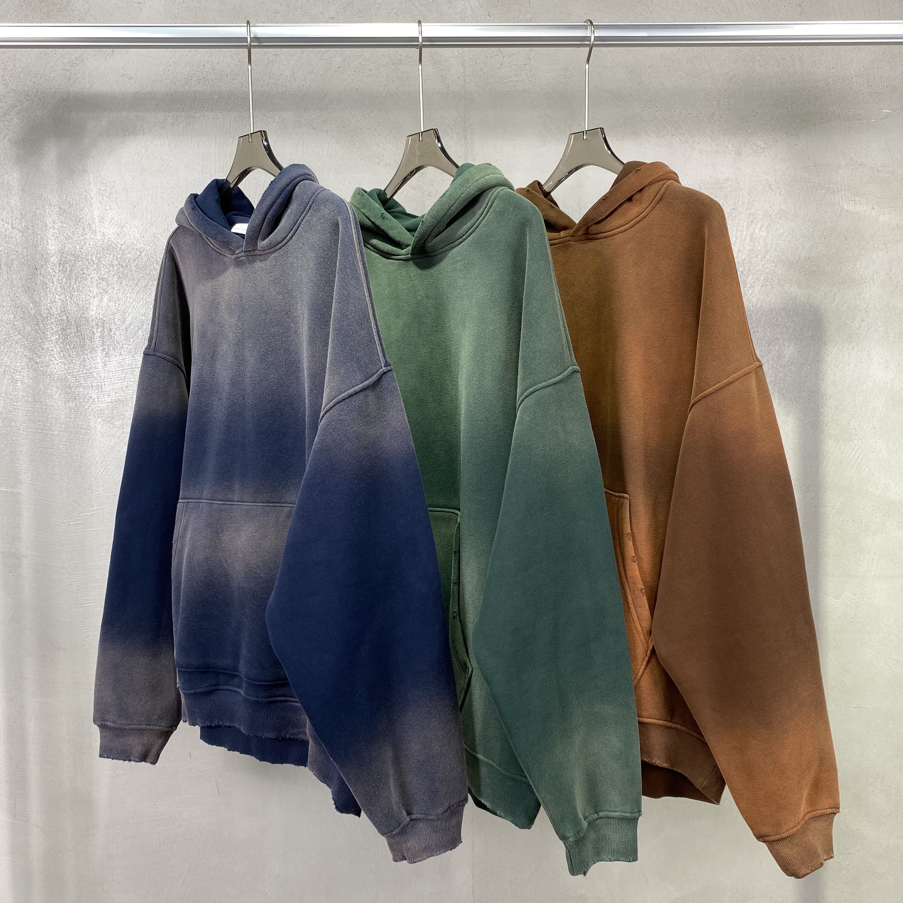 Sudadera con capucha de lana gruesa, Color sólido, tintado en aerosol, más espacios en blanco