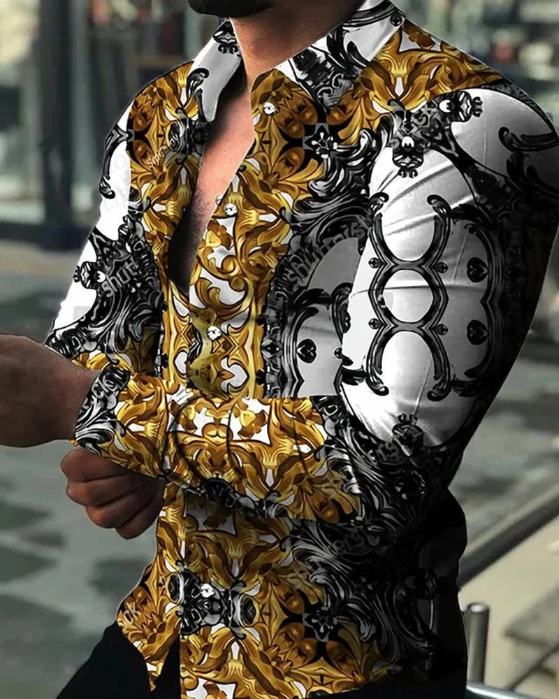 Lightning เสื้อฮาวายดอกไม้ 3d พิมพ์เสื้อผู้ชายแฟชั่นเสื้อแขนยาวลําลองเสื้อชายหาดเสื้อผู้ชายเสื้อผ้า