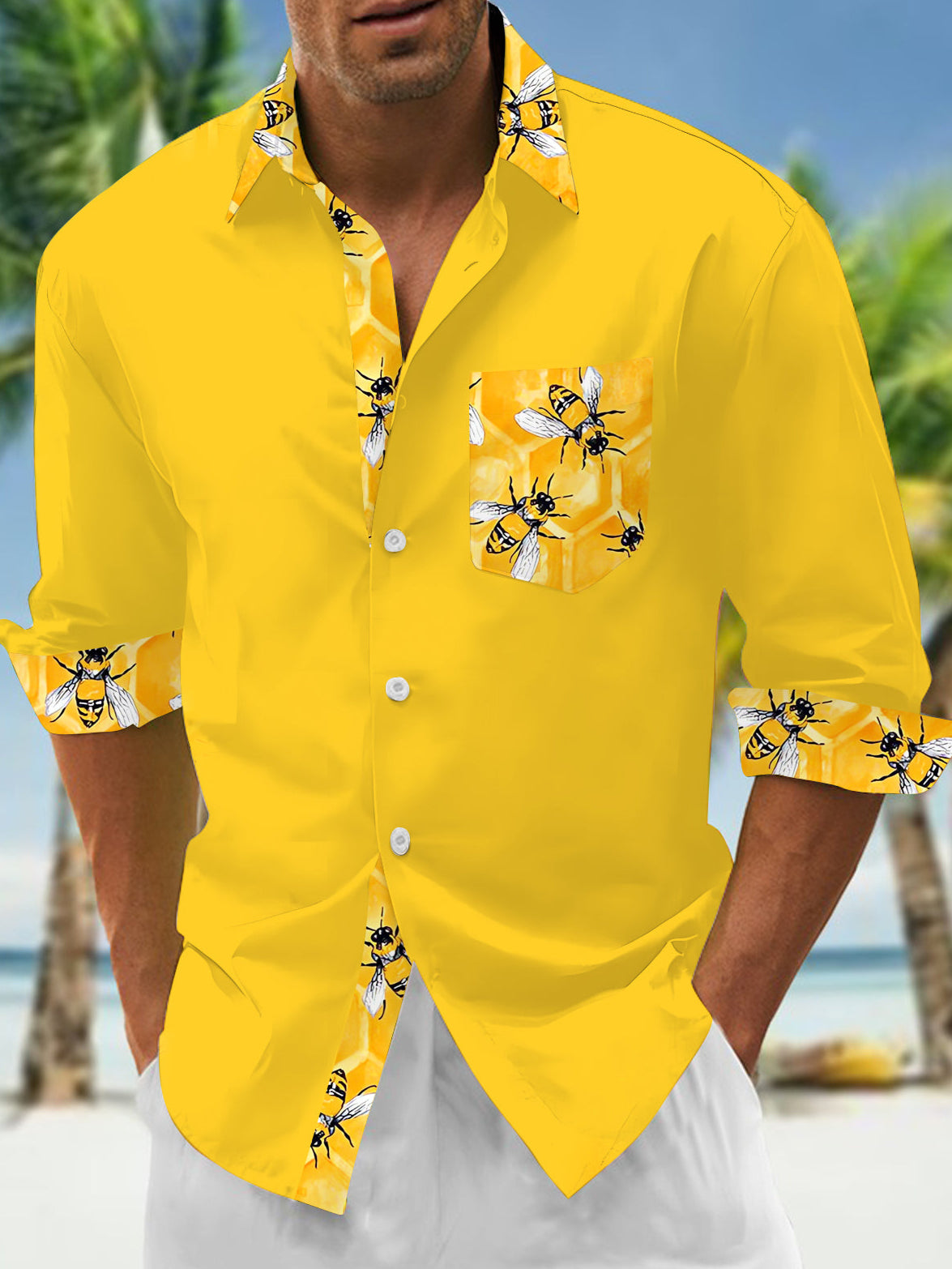 Men's shirts, button down shirts, casual shirts, spring and summer, printed long sleeves, daily, fashionable, comfortable