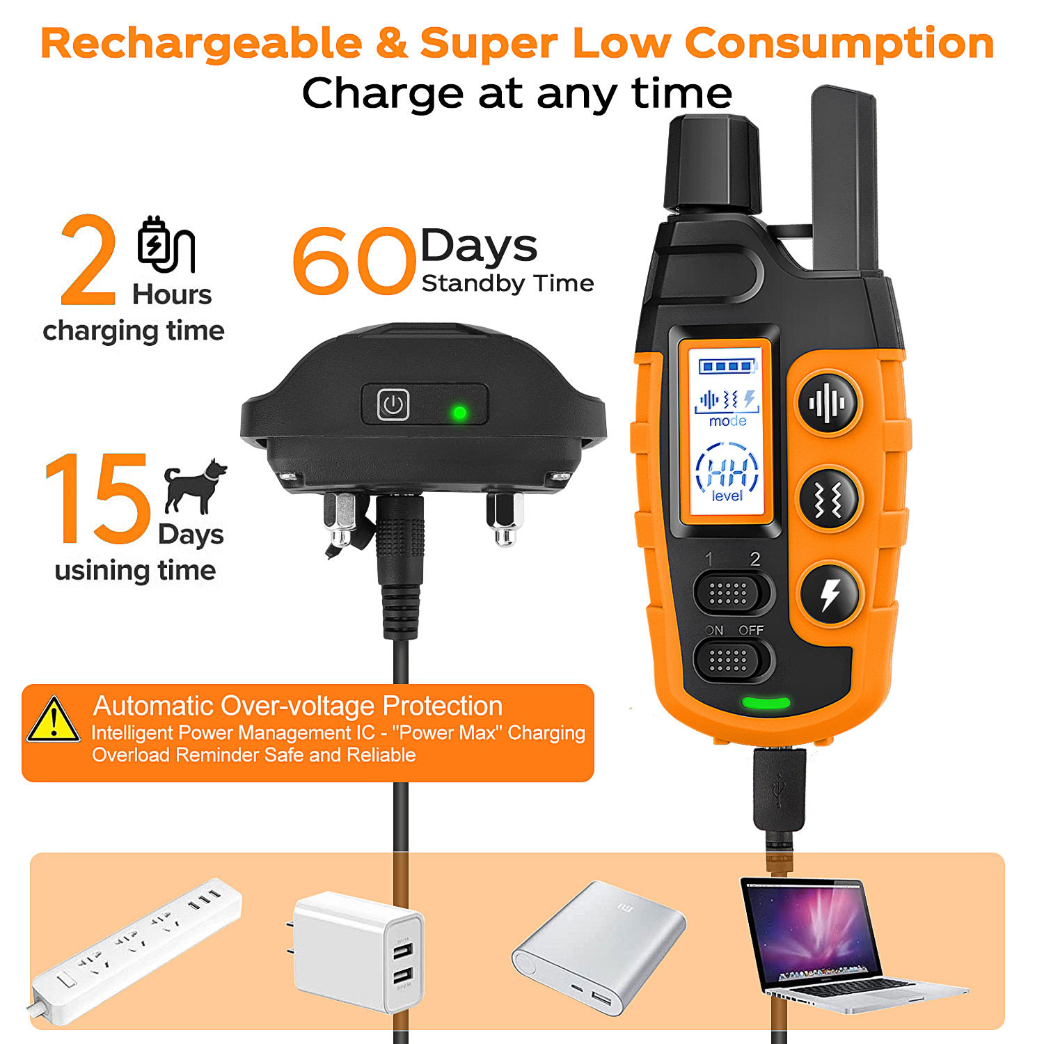 Collar de entrenamiento para perros de 3300 pies con control remoto, recargable, resistente al agua, con pitido, vibración, choque, entrenamiento de mascotas de alta calidad