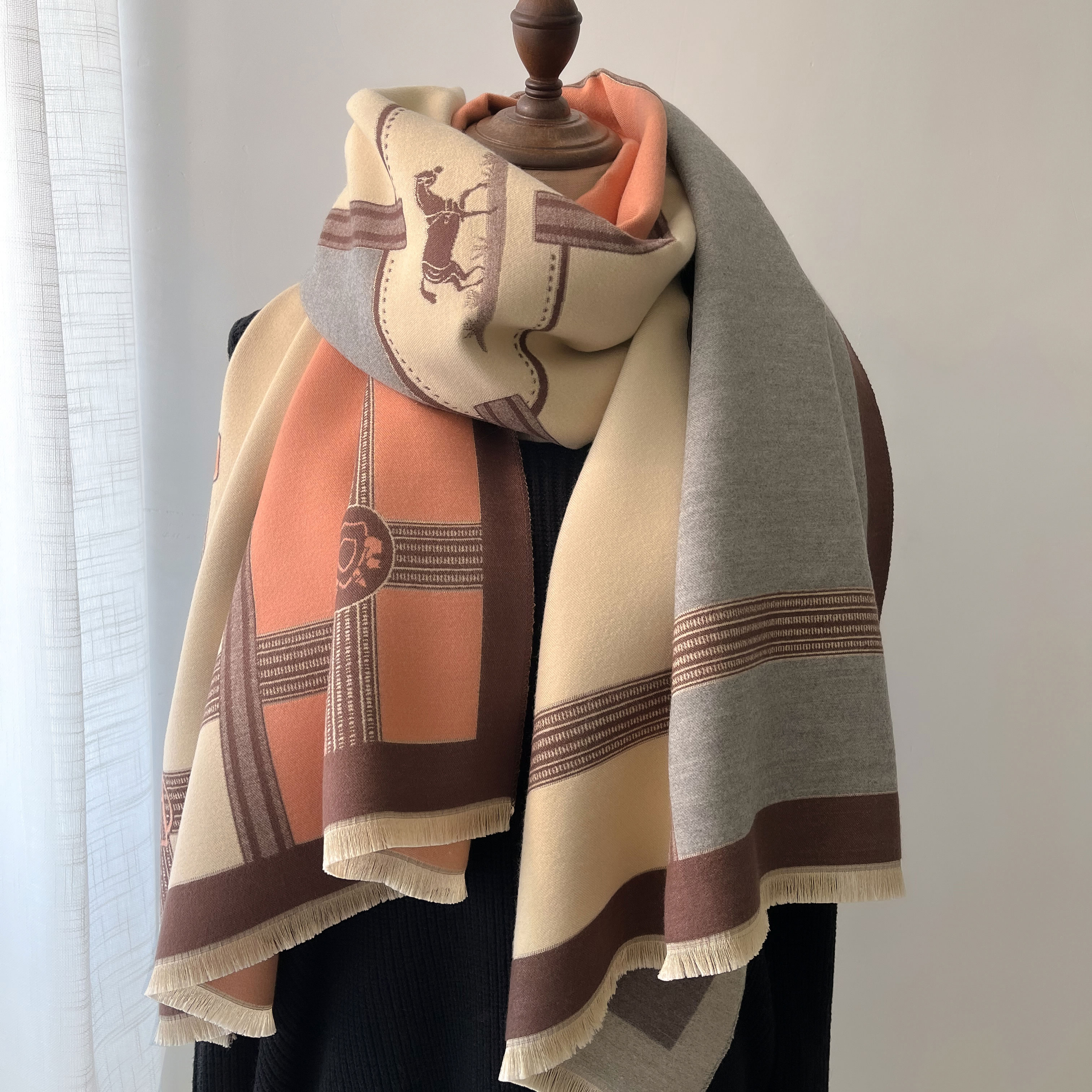 NEUE Luxus Winter Dicke Warme Schal Frauen Kaschmir Schal und Wraps Pashmina Halstuch Bufanda Weibliche Lange Tessel Echarpe 2024