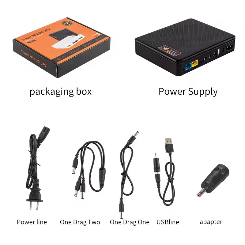 DC UPS Mini fuente de alimentación ininterrumpida 18650 batería de respaldo 16000mah 18W 5v 9v 12v 220v tipo C enrutador doméstico módem interruptor Wifi