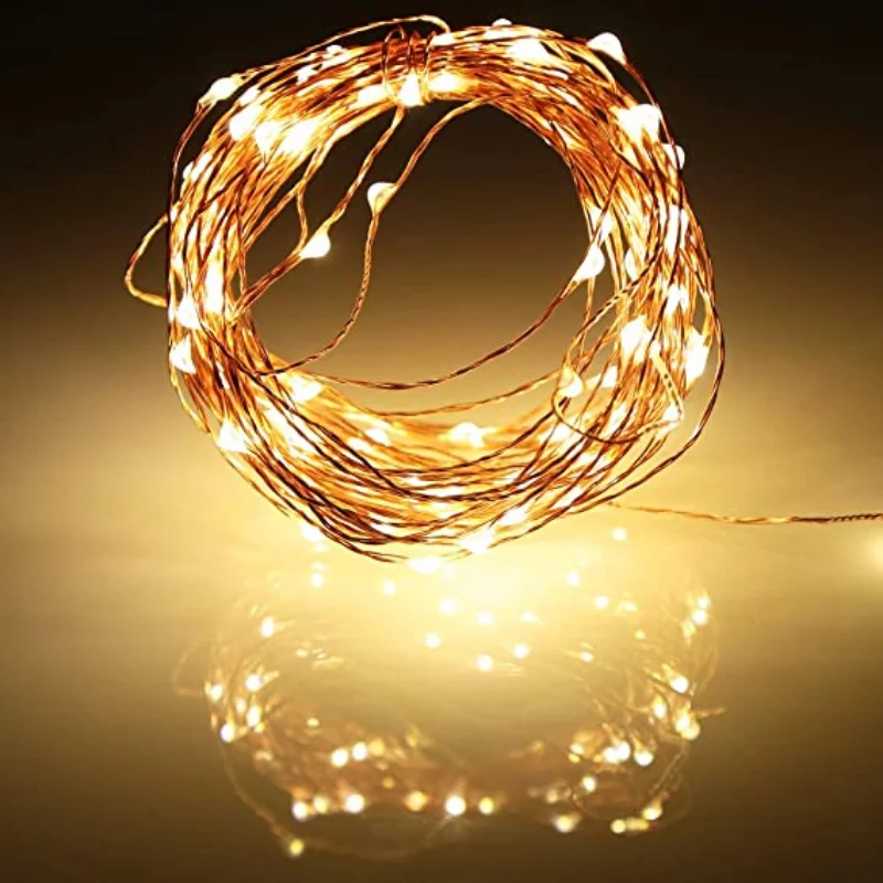 Kerstverlichting Batterij-aangedreven Bruiloft Middelpunt Tafeldecoraties Feest Kerst Koperdraad Lichtslingers Werkt op batterijen