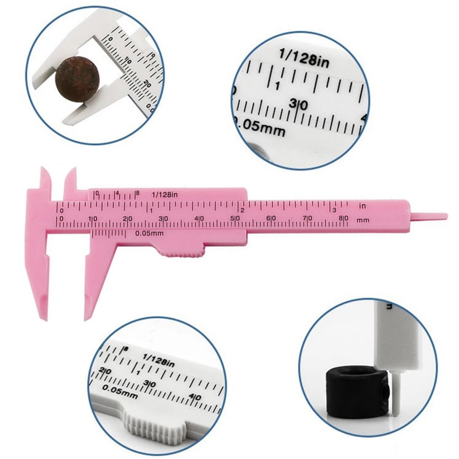 0-80mm Rose Pink Double Scale Sliding Gauge Permanent Makeup Tool Tattoo Eyebrow Line Lip Ruler For Tattoo Measuring