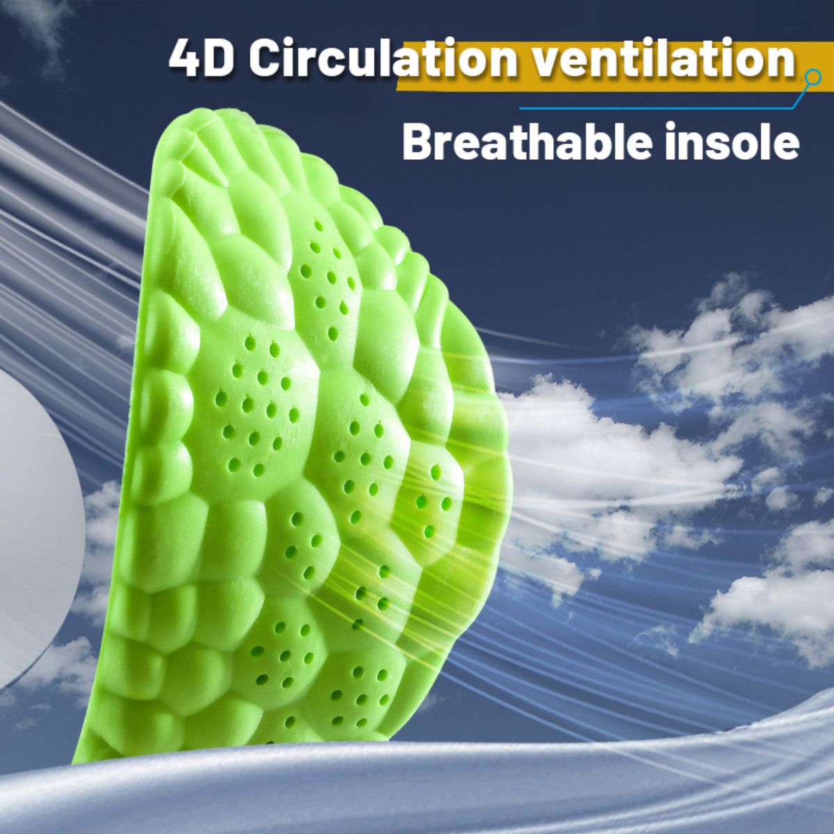 1 paio di solette sportive PU ad alta elasticità resistenti agli urti antibatterici anti-odore solette traspiranti comode per il cuscino delle scarpe