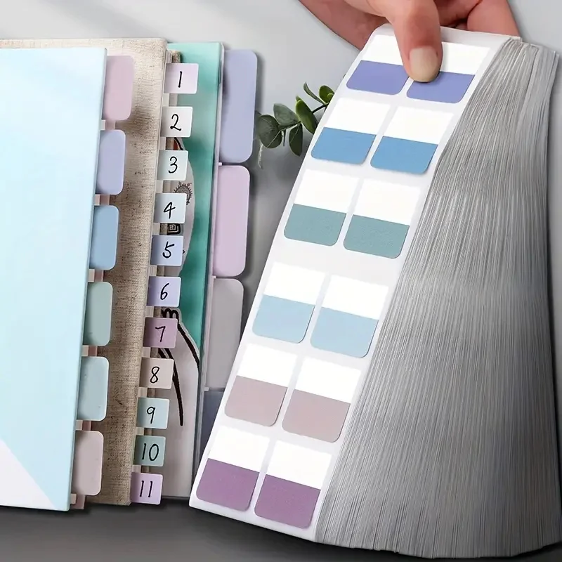 Pegatinas de índice de colores Morandi, notas de índice de colores claros, notas adhesivas de carpeta grabables transparentes