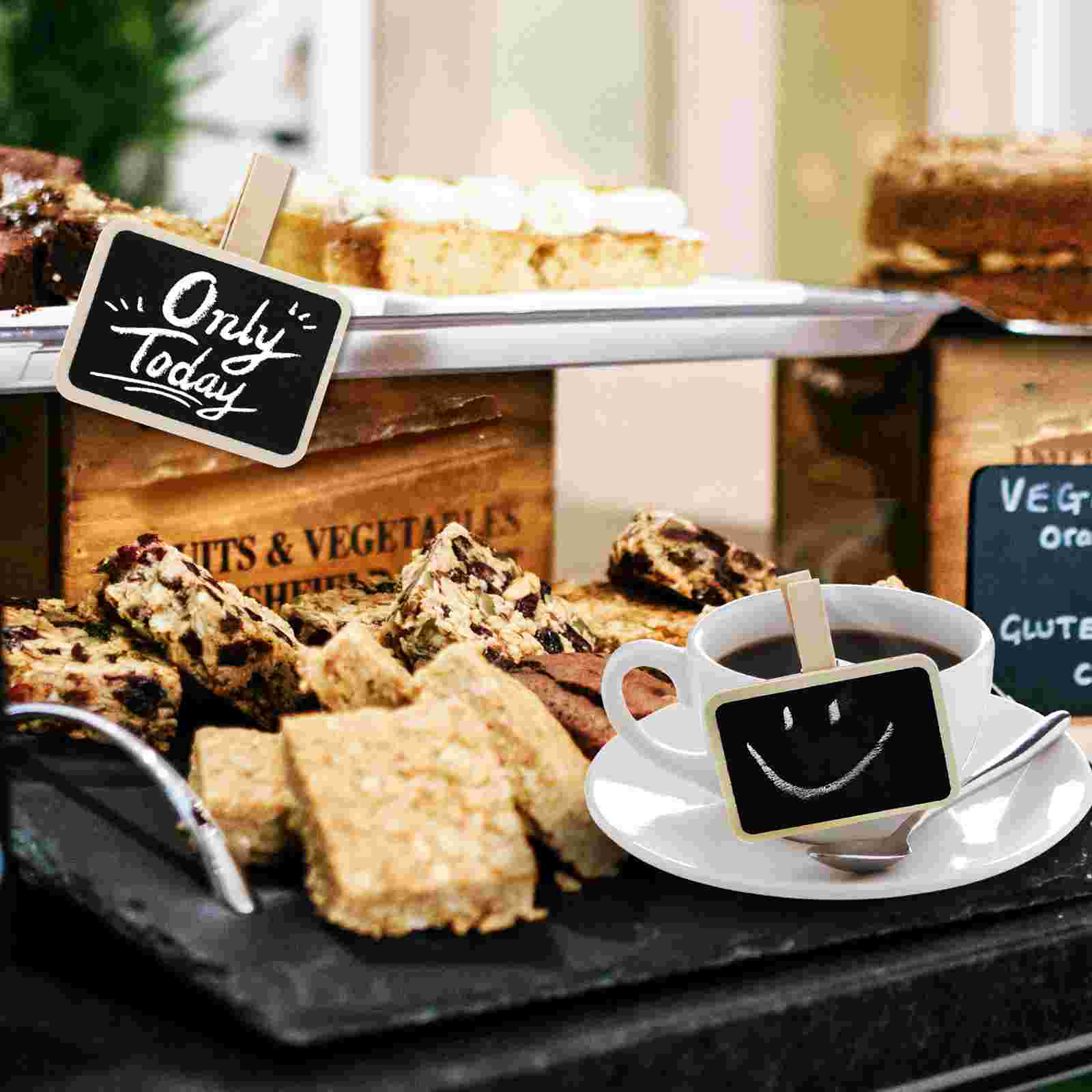 20 Pcs Mini Chalkboard Clips Wooden Material Square Blackboard Signs Note Board Food Labels Photo Clip Presentation Supplies