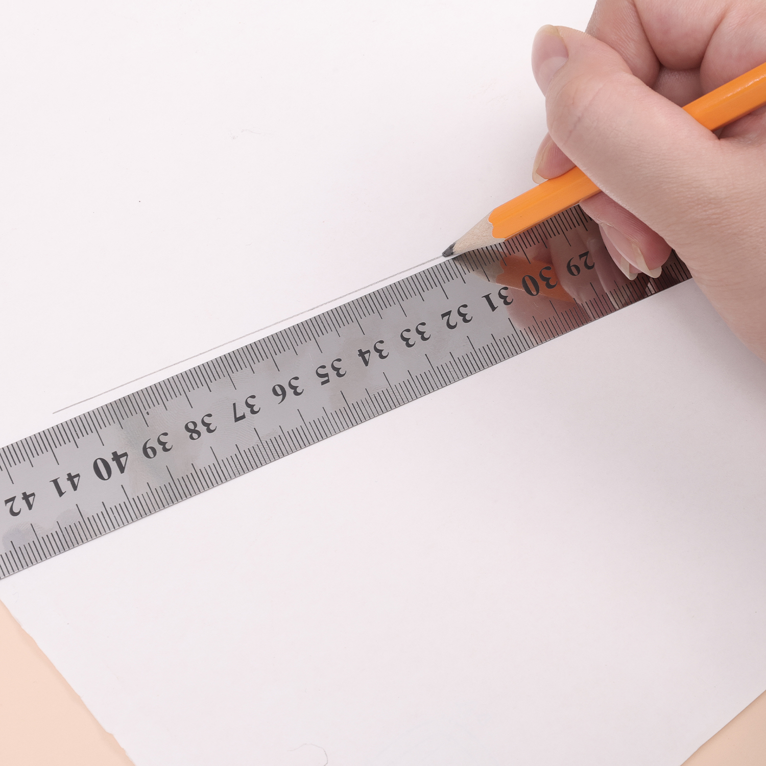 Stainless Steel Metal Straight Ruler Double Sided Precision Measuring Tool Metric Ruler 50cm DIY Drawing Centimeter Inches Scale