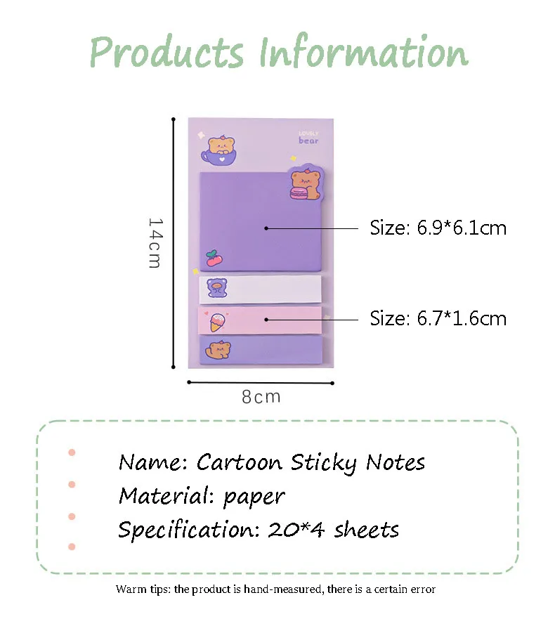 การ์ตูน Sticky Notes Kawaii น่ารัก MeMO Pad แบบพกพาป้ายดัชนีสติกเกอร์หมายเหตุเครื่องเขียนโรงเรียน